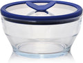 Anyday 4-Cup Glass Food Storage with Glass Lid, Round Deep Dish | Plastic-Free Meal Prep & Microwave Cookware | Stackable Airtight Storage Container with Vented Lid for Microwave-Safe Reheating