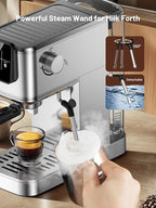 KEENSTAR Espresso Machine 20 Bar Coffe Maker with Rapid Cold Brew, Compact Espresso Maker for Hot and Cold Cappuccino, Latte, Stainless Steel Coffee Machines with 1200ml Removable Water Tank