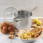 Oster 91537.03 Sangerfield 3.65-Quart Stainless Steel 3-Piece Deep Fryer Cookware Set – Durable Kitchen Frying Pots