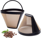 Reusable #4 Cone Coffee Filters Basket Replacement for Cuisinart Coffee Makers(2 Reusable Filters)