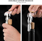 HYZ 2-Pack Wine Opener Waiter Corkscrew, Professional Wine Key for Servers, Bartender with Foil Cutter, Manual Wine Bottle Opener Double Hinged (Dark Pink)