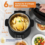 6Qt 9-in-1 Electric Pressure Cooker, Dual Inner Pots, Stainless Steel Pot and Non-Stick Pot, 12 Preset Cooking Programs with IMD Touchscreen, Safe Vent, Slow Cook, Rice Cook, Steam, Black