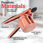 PriorityChef Large 15oz Potato Ricer, Heavy Duty Stainless Steel Potato Masher and Ricer Kitchen Tool, Press and Mash Kitchen Gadget For Perfect Mashed Potatoes - Everytime, Rose Gold and Black