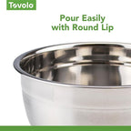 Tovolo Small Stainless Steel Mixing Bowl 1.5 Quart Metal Mixing Bowl with Rounded Lip for Easy Pour and Nesting Storage, Dishwasher Safe Quart Metal Bowl for Baking Mixing and Cooking Prep