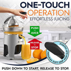 Eurolux Die Cast Stainless Steel Electric Citrus Juicer Squeezer, for Orange, Lemon, Grapefruit | 300 Watts of Power, With 2 Stainless Steel Filter Sizes for Pulp Control