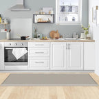 KitchenClouds Kitchen Mat Cushioned Anti Fatigue Kitchen Rug 17.3"x60" Water Resistant Non Slip Kitchen Rugs and Mats Standing Desk Mat Comfort Floor Mats for Kitchen House Sink Office (Khaki)