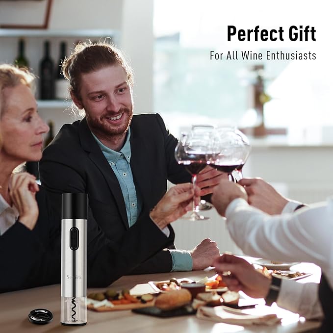 Electric Wine Bottle Opener and Beer Opener 2-in-1, Rechargeable Automatic Corkscrew with Foil Cutter, One-click Wine Opener Electric for Home Kitchen Party Wedding
