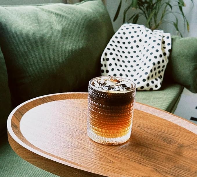 Hobnail Drinking Glasses Set of 6, 10 oz, Cocktail Glasses Vintage Glasses Drinking Set Glass Cups Mixed Drinkware Set Vintage Glassware Set for Juice, Cocktail, Whisky, Soda, Beverages. Clear