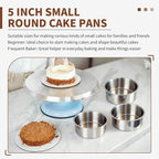 TeamFar 5 Inch Cake Pan Set of 4, Stainless Steel Small Layer Cake Baking Pans Tins, Round Bakeware for Birthday Wedding Party, Non-Toxic & Healthy, Mirror Finish & Dishwasher Safe