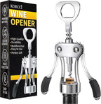 KORCCI Wine Opener, Heavy-Duty Zinc Alloy Wing Corkscrew, Premium Beer Bottle Opener, Multifunctional Wine Accessories with Ergonomic Handle and Sharp Screw, for Kitchen, Bar, Restaurant (BOX)