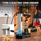 Crenova Wine Opener Electric, Rechargeable Wine Bottle Opener, Automatic Corkscrew with Vacuum Stopper, Aerator Pourer, Foil Cutter, Display Base, House Warming Gifts for New Home Wedding Birthday