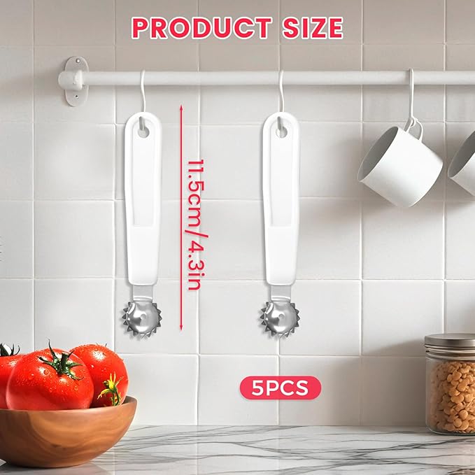 5 Pcs Tomato Corer Tool Strawberry Huller Stem Remover, Handle with hole, Stainless Steel, Fruit Corer Tool for Tomato Strawberry (White)