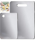100% Pure Titanium Cutting Board Set of 2, Food-Grade Titanium Cutting Boards for Kitchen Dishwasher Safe, Double-Sided Metal Charcuterie Chopping Board Mat for Meat, Cheese & Fruit (L+XL)
