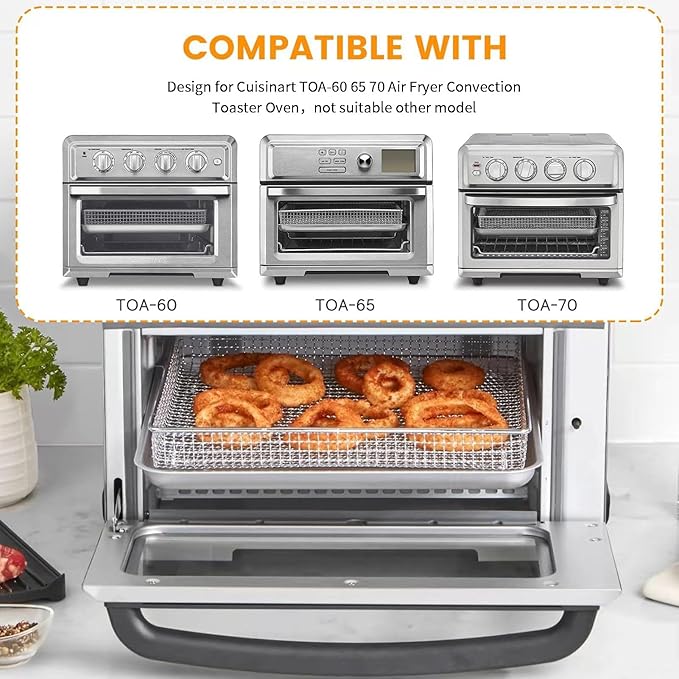 GWY Air Fryer Wire Rack for Cuisinart TOA-60 65 70 Air Fryer Convection Toaster Oven, Air Fryer Stainless Steel Basket Tray Accessories Replacement Parts, Dishwasher Safes