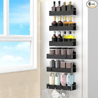 HuggieGems 6 Pack Magnetic Spice Rack Organizer for Refrigerator and Oven, Black Fridge Organizers and Storage for Kitchen