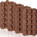 Puyeipt 4 Pcs Silicone Chocolate Molds, Non-Stick Candy Molds for Making Bite Size Chocolates, Candies, Truffles, Gummies, Jelly (Heart, Sunflower, Rose, Square, Swirl Shaped)