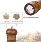 Gulex® Wood Pepper Grinder Pepper Mill,Adjustable Coarseness 8 Inch Wooden Peppermill, Ceramic Grinding Mechanism Salt Mill Refillable (1 pack) (Dark-1PC)