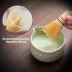 Buucup Matcha Whisk Set, Ceramic Matcha Kit Set Includes Matcha Bowl, Matcha Whisk and Holder, Bamboo Scoop, Scoop Rest, Sifter and Tea Towel - 7 Pcs Matcha Kit for Matcha Lovers (Mottled Green)