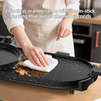 AORAN Electric Grill and Hot Pot Combo for Indoor Cooking, 2200W Detachable Dual Zone BBQ Griddle with Removable Split Pan, Non-Stick Surface, 29x11 Inch Family Size, Includes Grill Tools & Oil Paper