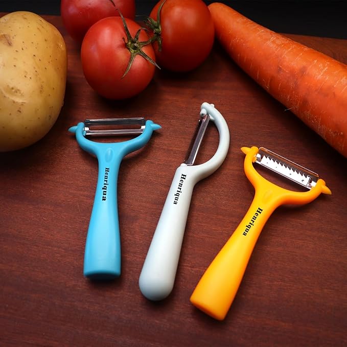 Vegetable Potato Peelers 3 Piece Set, Carrot Peeler, Stainless Steel Julienne Peeler, Fruit Slicer for Apple Zucchini Cucumber with PP Non-Slip Handle Cook's Tool & Gadget Sets for Homecooking