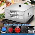 2-Layer Rice Noodle Roll Steamer, with Extra Steam Tray, Stainless Steel Top Open Rice Roll Steamer, for Home Use, Chinese Cheung Fun Cuisine Recipes Cookware, for Stove, Induction Cooktop