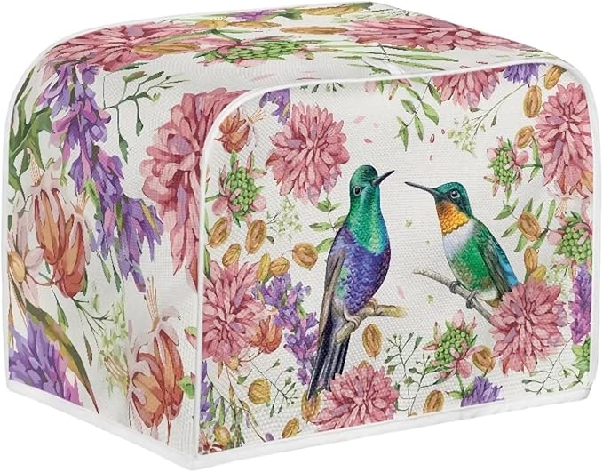 JEOCODY Hummingbird Toaster Cover With Handle - 2 Slice Appliance Cover for Bread Maker, Kitchen Small Appliances - Universal Size for Microwave Toaster Oven, Dustproof
