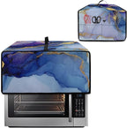Marble Print Toaster Oven Dust Cover, Heavy Duty Heat-Resistant Cover for Kitchen Counter Small Appliances, with Accessory Pockets, Blue Violet Gold, (Large-18.5*22.5*12.99 inches)