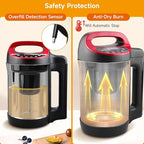 Homtone 1.6L Soup Maker Machine, Stainless Steel Soup Maker Blender with Smooth & Chunky Settings, Anti-Dry Burn, Overfill Sensors, Ideal for Quick Soups, Baby Food
