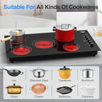 VBGK Electric Cooktop 36 inch,Built-in 36 inch Electric Cooktop 8000W Power Control by Knob, 36 induction cooktop with 9 Power Levels with Child Safety Lock, Timer,Over-Temperature 220V-240V.