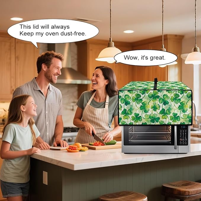Clover Print Toaster Oven Cover Heavy Duty, Heat Resistant Dust-proof Toaster Cover Kitchen Small Appliance Protective Slipcover Washable Slipcover for Kitchen Counter, Green, L