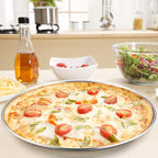P&P CHEF Pizza Pan Set of 2, Stainless Steel Pizza Tray, Round Pizza Plate For Pie Cookie Pizza Cake, Non Toxic & Heavy Duty, Dishwasher Safe & Easy Clean, 13.5 Inch & Silver