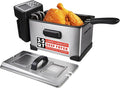 Gourmia 3.2 Qt Countertop Deep Fryer – Electric Oil Fryer with Digital Display, Adjustable 280°F–380°F Temperature Control, Viewing Window, Odor Filter Lid & Magnetic Safety Cord