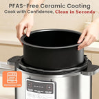 Fullwill 8QT Electric Pressure Cooker Max, 1200W Fast Cooking, 12-in-1 Multi-Use Programmable with Ceramic Non Stick Pot for Sauté, Slow Cook, Steam, Yogurt, Ideal for Family Meals & Gatherings