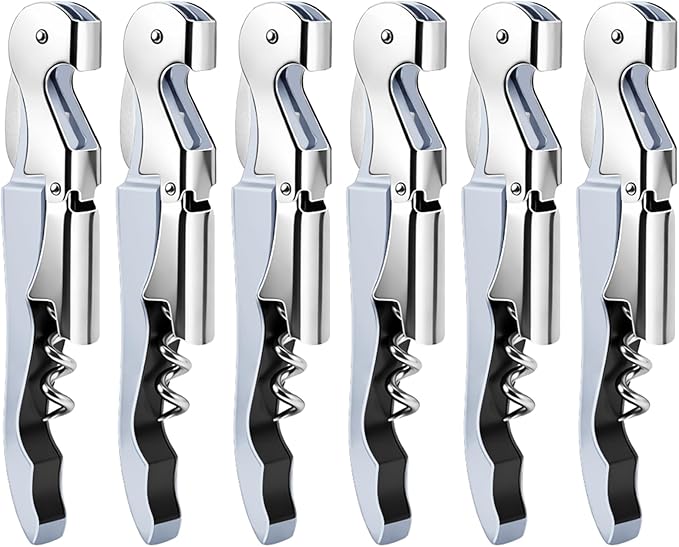 6 Pieces Professional Waiter Corkscrew Wine Openers, White Wine Keys Opener Stainless Steel Hinges Serrated Foil Cutter for Restaurant Waiters, Sommelier, Bartenders (White)