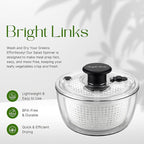 Good Grips Salad Spinner 6.3 Qt – Large Lettuce Spinner & Salad Cleaner with Bowl & Lid, Fruit Washer, Vegetable Cleaner, Strainer Bowl, Fast Drying Multipurpose Kitchen Tool