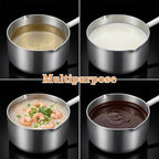 0.5 Quart 18/10 Tri-Ply Stainless Steel Butter Melting Pot, 500ml Silver Butter Warmer Measuring Pan Small Sauce Pan with Dual Pour Spouts for Milk, Coffee, Tea, Soup Warming & Measuring