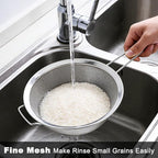 7.87" Fine Mesh Strainer Set with Sturdy Handle, Stainless Steel Sieve Flour Sifter, Kitchen Metal Colander for Rice, Quinoa, Pasta, Fruit, 2 Pack