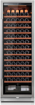 Ca'Lefort 166 Bottle Wine Fridge - 24 Inch 40-65°F Wine Cooler with Glass Door & Bottom Drawer, 14 Adjustable Shelves & 3 LED Lights, Energy Star Certified Built-in/Freestanding for Home/Bar/Kitchen