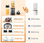 KOIOS Smoothie Blender, 900W Personal Blender for Shakes and Smoothies for Kitchen with 2 Portable Cups 22oz, Single Serve Smoothies Maker Mixer for Juices, Nutritious Recipe, Grey Blue