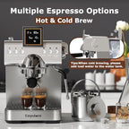 20 Bar Espresso Machine Stainless Steel Espresso Maker with Milk Frother with LED Display, 2 IN 1 Hot& cold brew coffee maker, Coffee Machine 50oz Water Tank, for Home Barista Cappuccino Latte