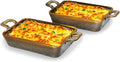 7 x 4 Au Gratin Baking Dishes for Oven Safe and Microwave Cooking and Baking, 2 piece, Heat Resistant Ceramic with Handles for Serving, Small Casserole Dish Set for 1 or 2 person servings, Brown