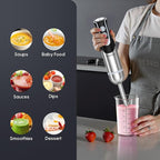 FRESKO Immersion Handheld Blender 500W with 700ml Beaker, 12-Speed & Turbo Mode Hand Blender Stick, 304 Stainless Steel Blades for Soup, Smoothie, Puree, Baby Food