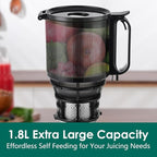 Cold Press Juicer Machines, Slow Masticating Juicer with 5.3" Extra Large Feed Chute Fit Whole Fruits & Vegetables, Self Feeding Effortless for Batch Juicing, BPA Free 250W (Matte Black,1.8L)