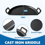 SafBbcue Cast Iron Half Moon Griddle Pan for Weber 22" Kettle Charcoal Grill Parts, Half Moon Cooking Grate for Slow n Sear, VEVOR, Kamado, Big Green Egg 22" Charcoal Kettle Grill Accessories
