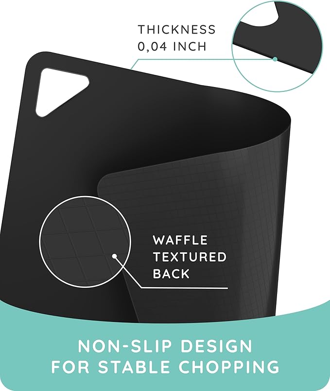 July Home Cutting Board Alternative for Kitchen - Extra Thick Flexible Plastic Cutting Board Set of 3, Non-Slip, BPA-Free, Easy to Clean, Colored Cutting Mats for Cooking, Durable Chopping Sheets
