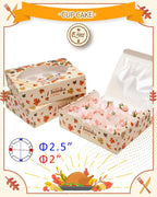 qiqee Thanksgiving 12 Cupcake Boxes with Window 16-Packs Cupcake Box 13"x10"x3.5" Cupcakes Carrier, 12 Cupcake Containers For Thanksgiving Day