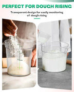 12QT NSF Food Storage Containers: 8 PCS [Food Grade][Hot&Cold Resistant] Commercial Clear Round Food Storage Containers with Scales Handles for Home Restaurant Kitchen Proof Dough(GREEN N)