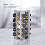 Kamenstein 20 Jar Heritage Revolving Countertop Spice Rack Organizer with Spices Included, FREE Spice Refills for 5 years, Brushed Stainless Steel with Black Caps (Pack of 3)