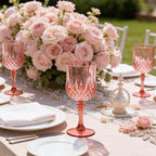 Plastic Wine Glasses, Plastic Goblets Vintage Style Cordial Unbreakable Drinking Glasses, Reusable Drinkware for Wedding Reception, Grand Event Party Supplies (48, Rose Gold)