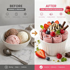 Ice Cream Roller Maker, At Home Rolled Ice Cream Maker Machine, Dairy Free & Frozen Yogurt Maker, Electric Free Countertop Ice Cream Machine with Spade for Rolls, Sorbet & Frozen Yogurt (White)